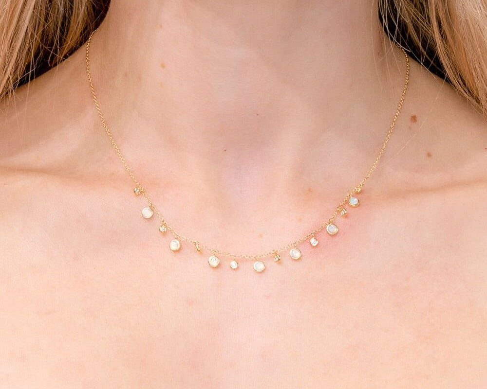 Opal & Diamond Drip Necklace Necklaces Princess Bride Diamonds 