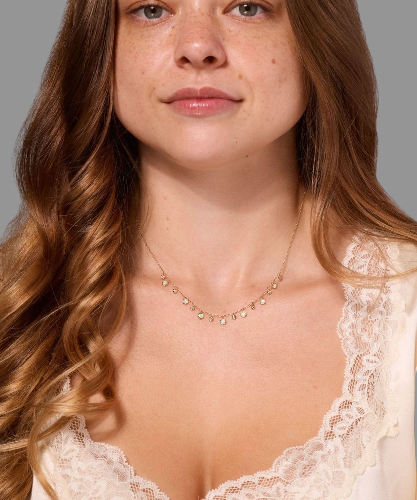 Opal & Diamond Drip Necklace - PBD Necklaces