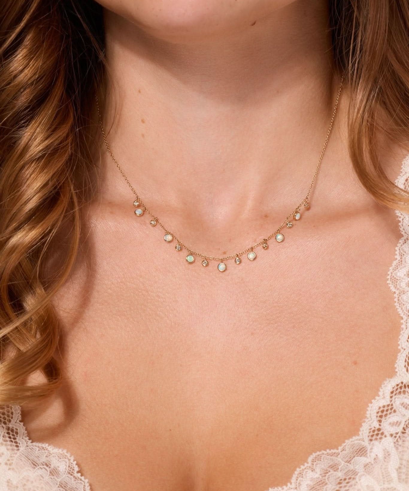 Opal & Diamond Drip Necklace - PBD Necklaces