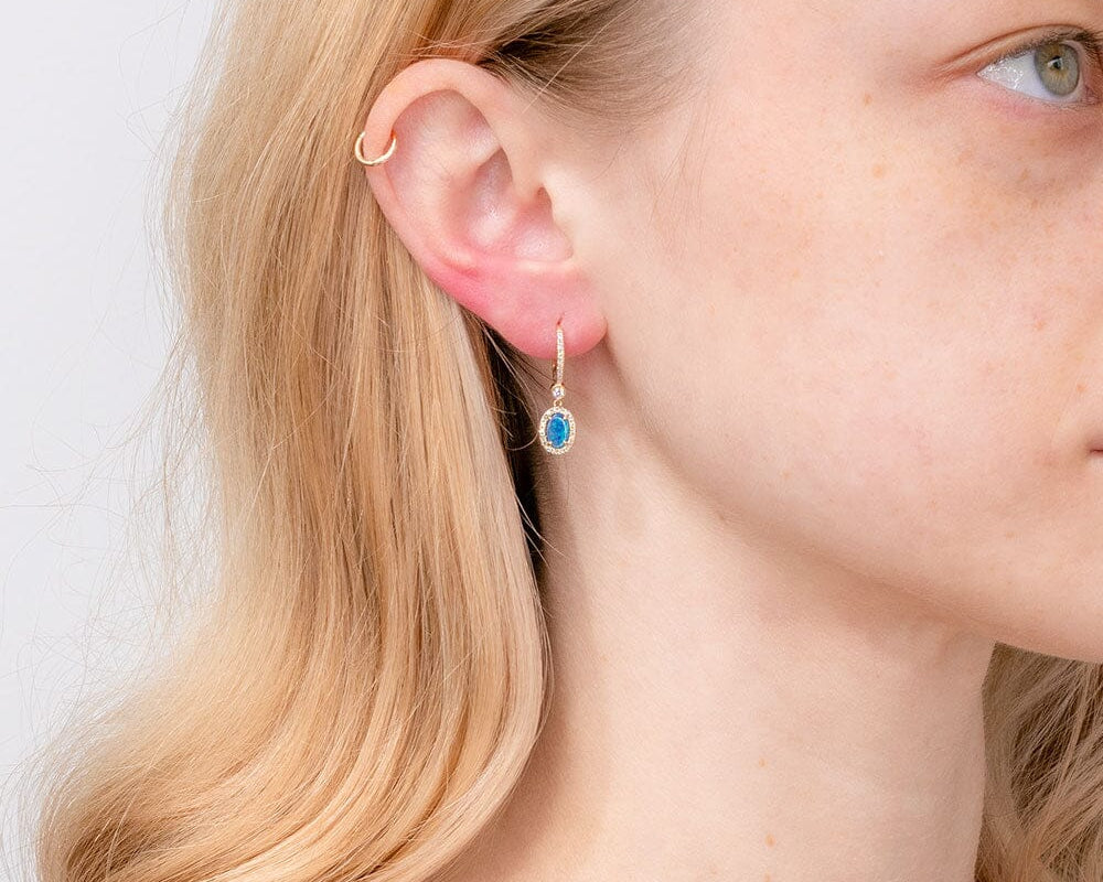 Opal & Diamond Halo Drop Earrings Earrings Princess Bride Diamonds 