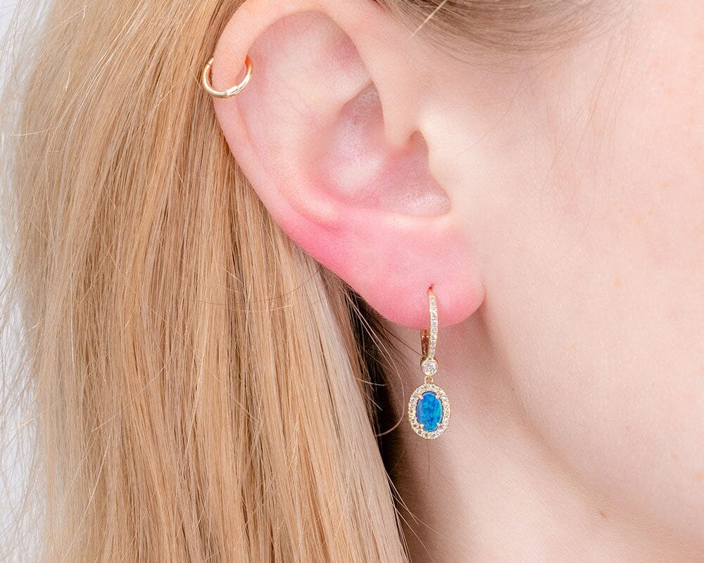 Opal & Diamond Halo Drop Earrings Earrings Princess Bride Diamonds 