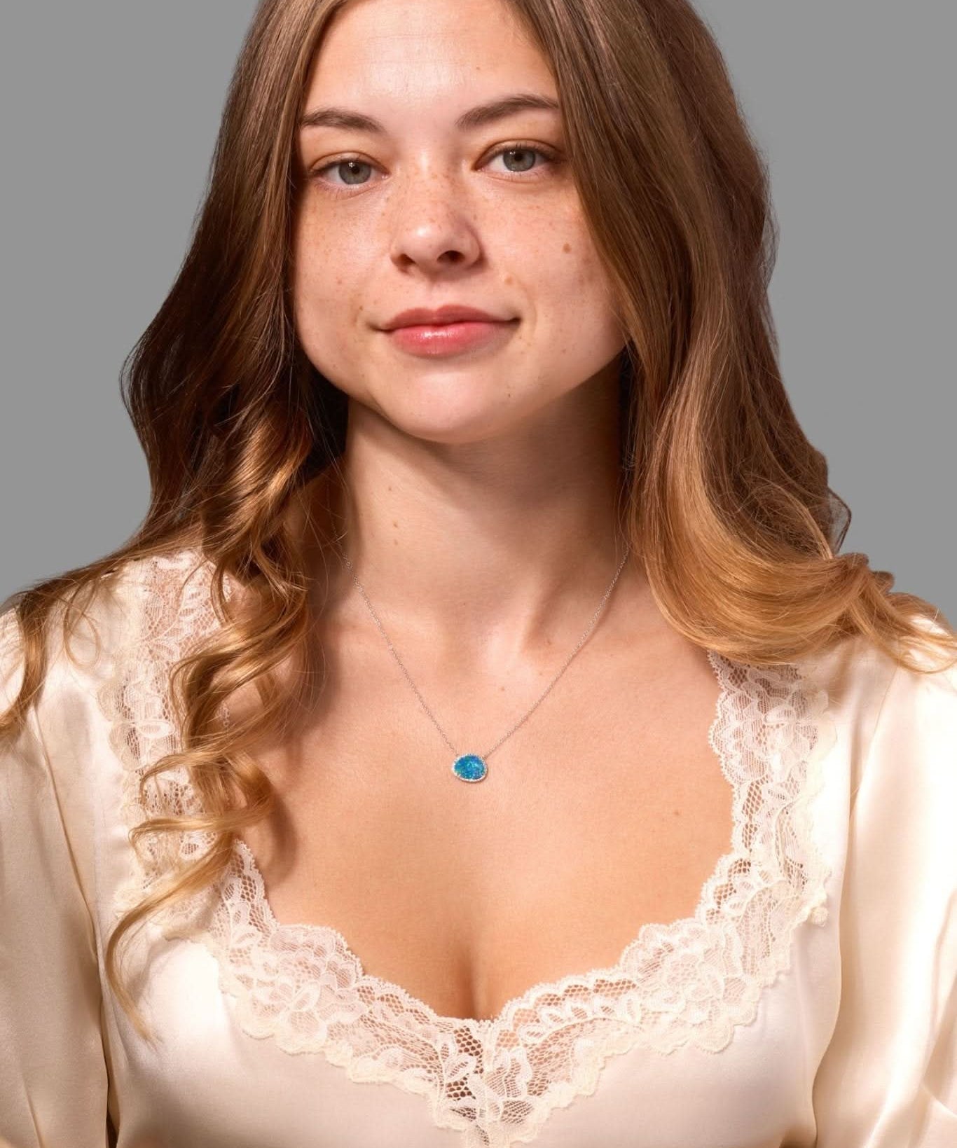 Opal & Diamond Halo Necklace - PBD Necklaces