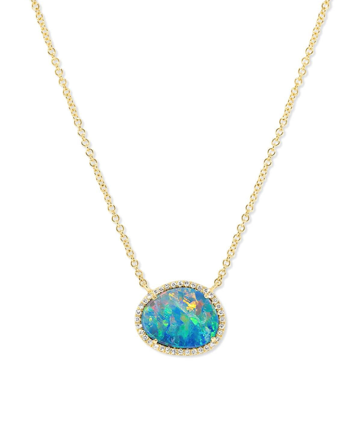 Opal & Diamond Halo Necklace - PBD Necklaces