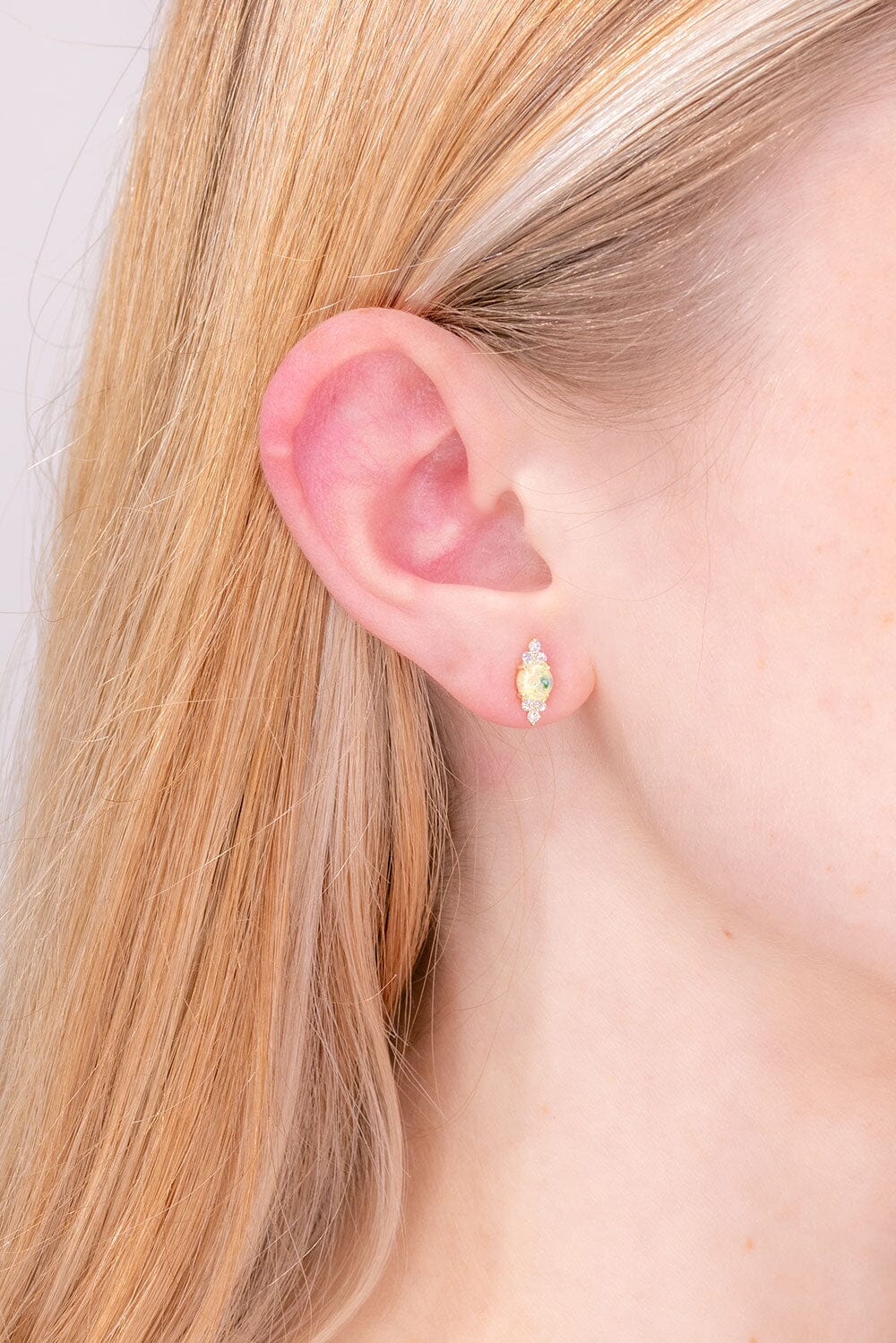Opal & Diamond Trio Studs Earrings Princess Bride Diamonds 