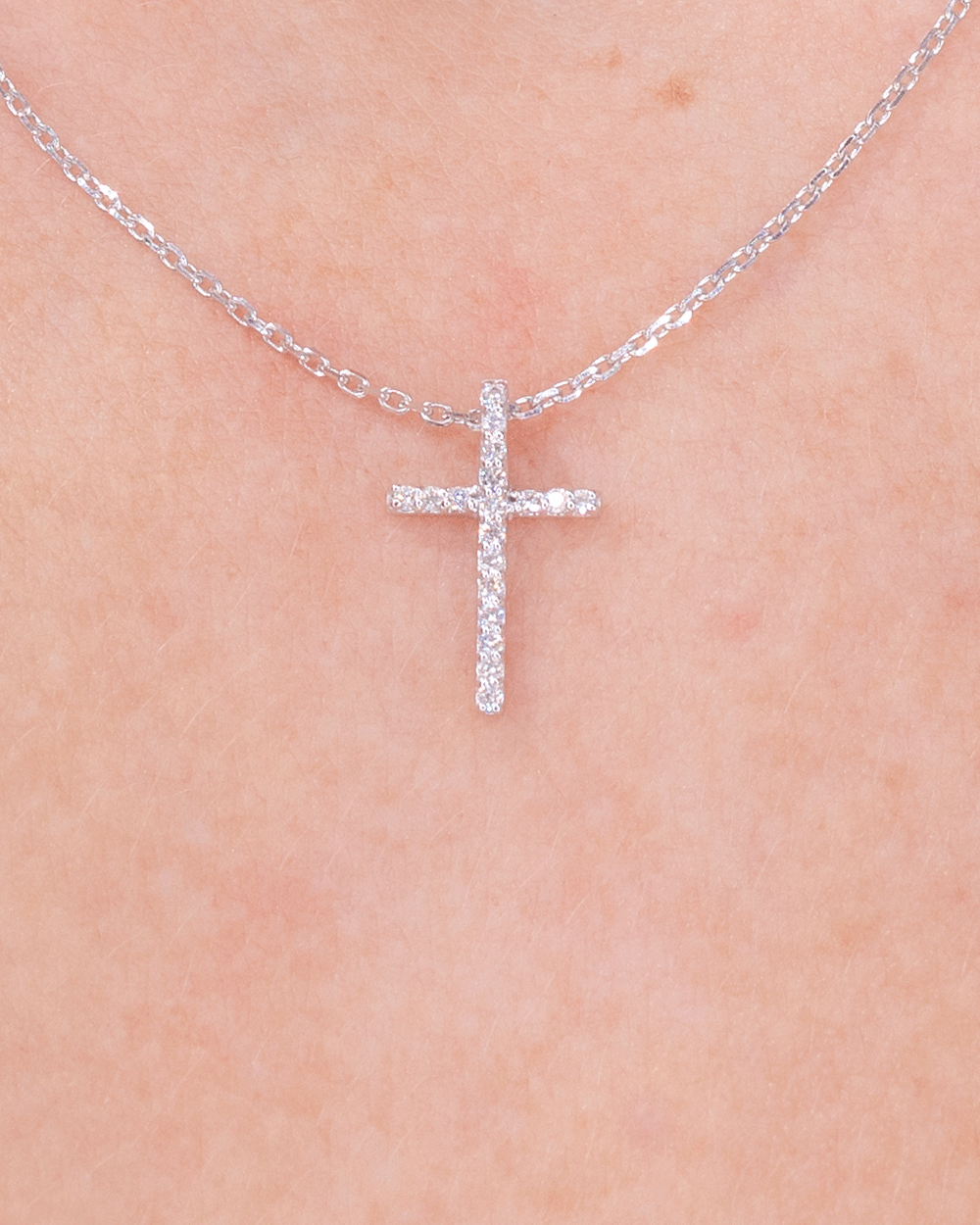 Pavé Cross 14k White Gold Necklaces Princess Bride Diamonds 