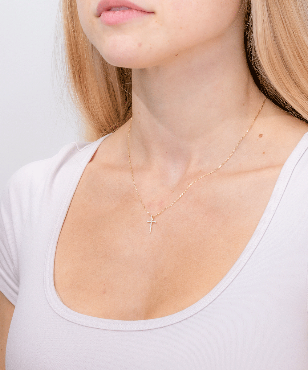 Pavé Cross 14k Yellow Gold Necklaces Princess Bride Diamonds 