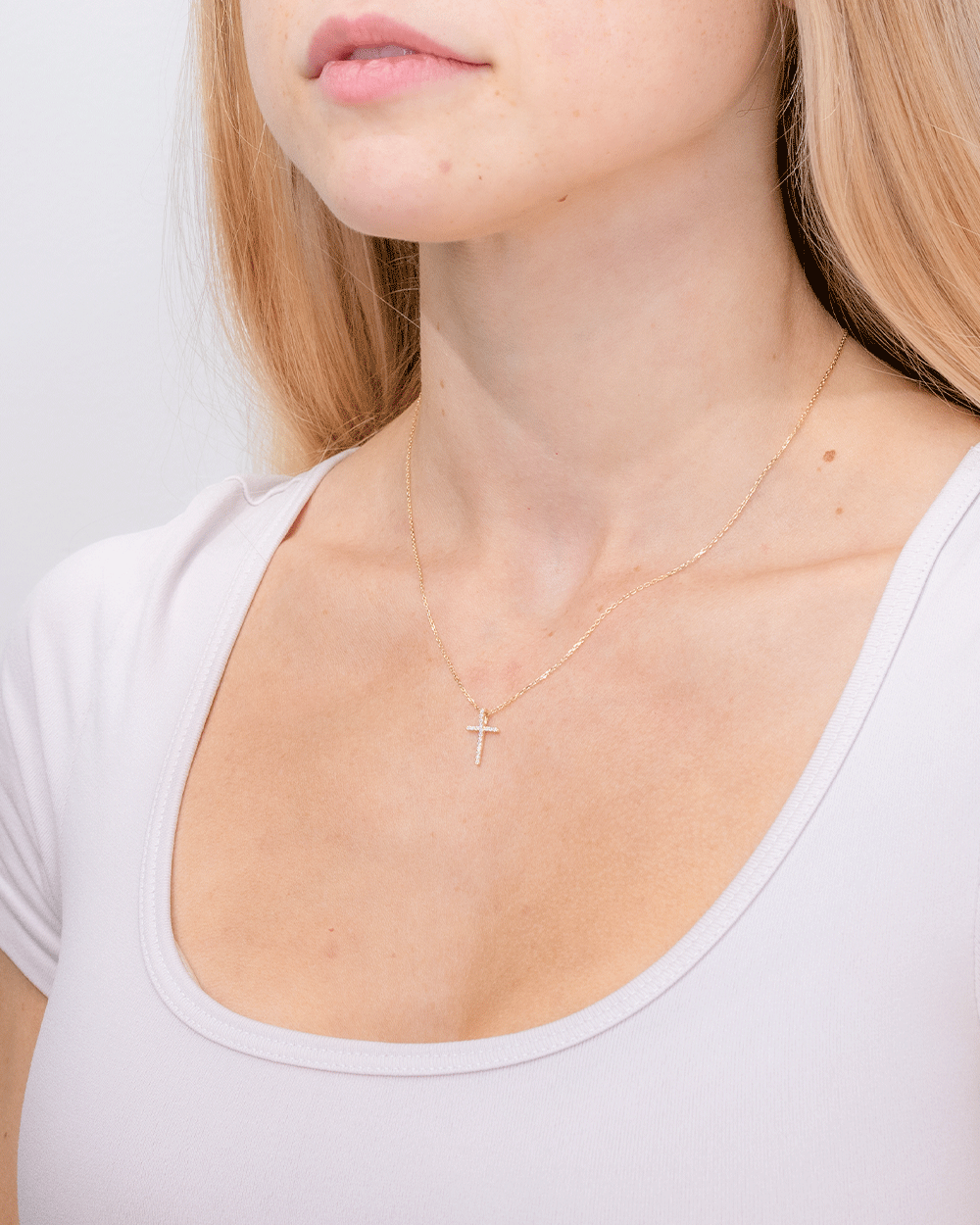 Pavé Cross 14k Yellow Gold Necklaces Princess Bride Diamonds 