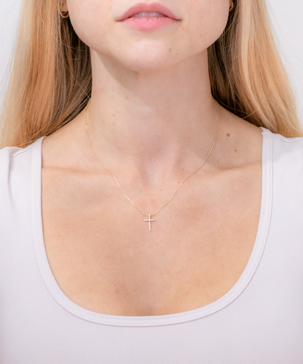 Pavé Cross 14k Yellow Gold Necklaces Princess Bride Diamonds 