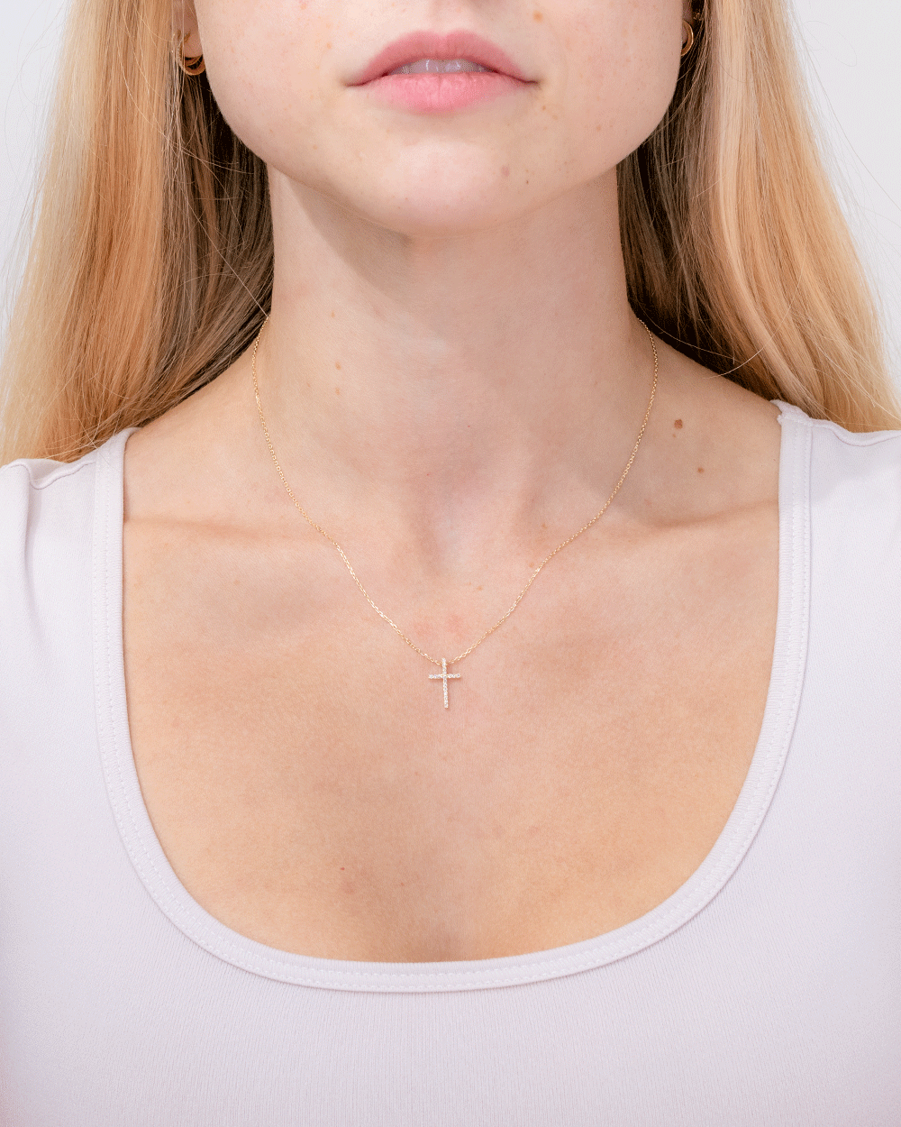 Pavé Cross 14k Yellow Gold Necklaces Princess Bride Diamonds 