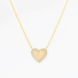 Pavé Diamond Border Engravable Heart Pendant Necklaces Princess Bride Diamonds 