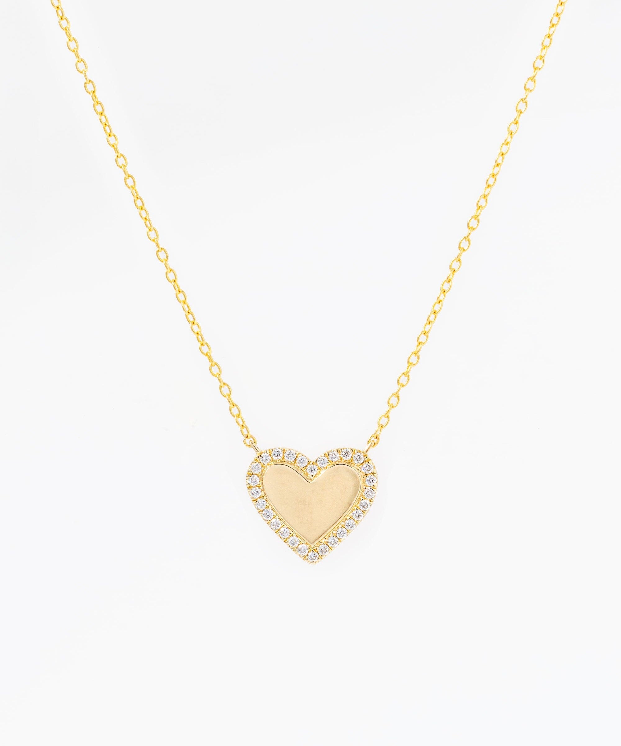 Pavé Diamond Border Engravable Heart Pendant Necklaces Princess Bride Diamonds 