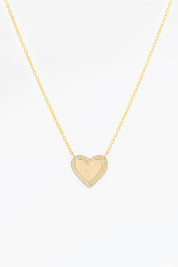 Pavé Diamond Border Engravable Heart Pendant Necklaces Princess Bride Diamonds 