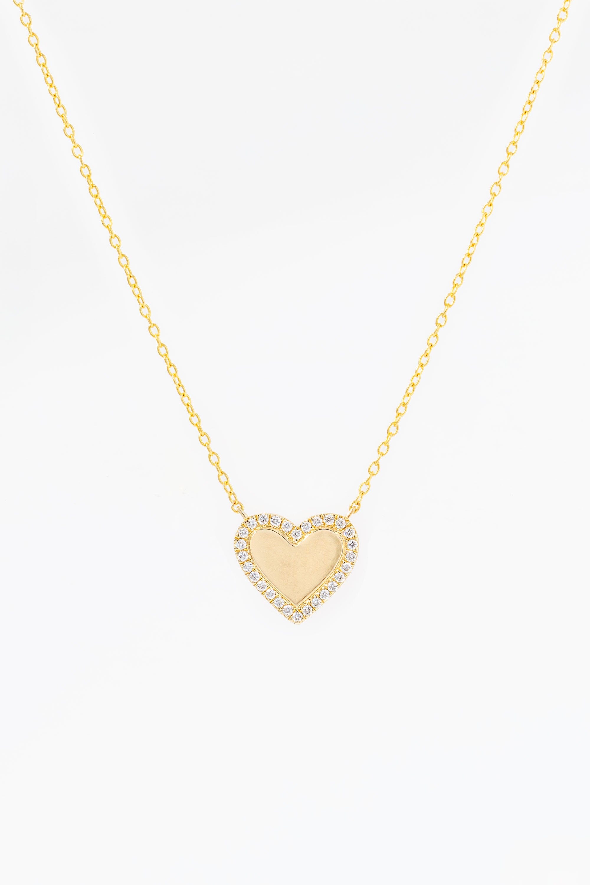 Pavé Diamond Border Engravable Heart Pendant Necklaces Princess Bride Diamonds 