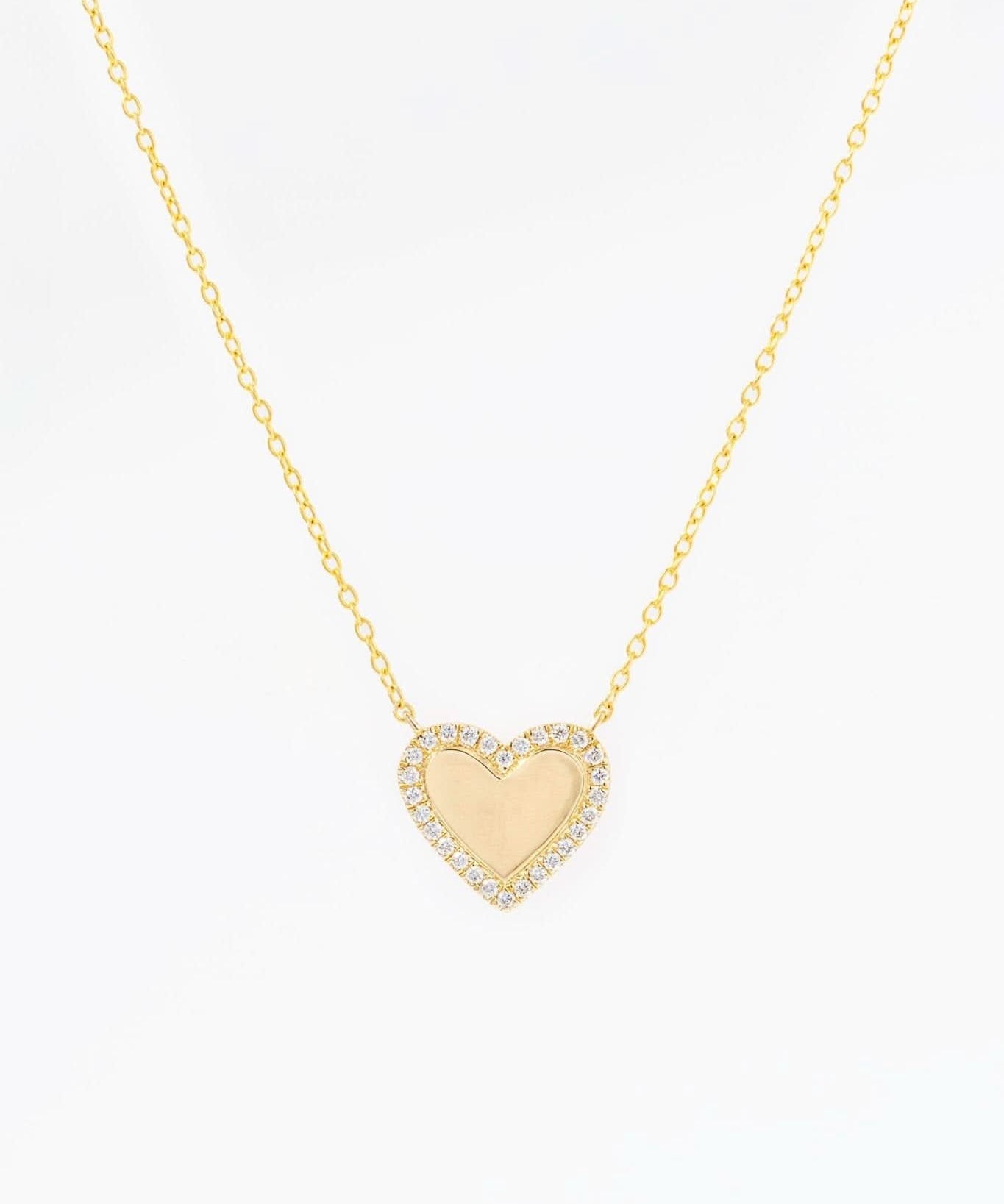 Pavé Diamond Border Engravable Heart Pendant - PBD Necklaces