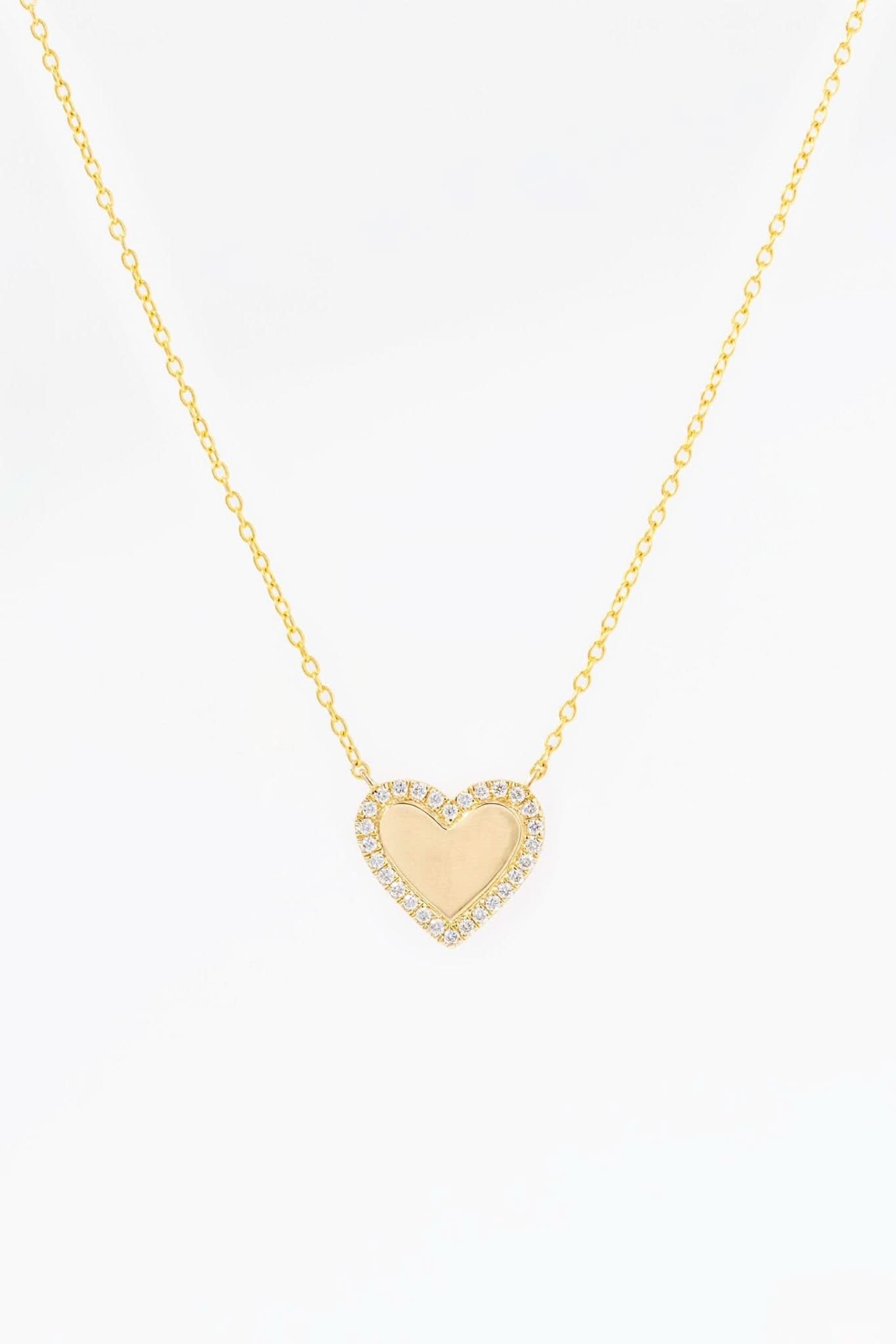 Pavé Diamond Border Engravable Heart Pendant - PBD Necklaces