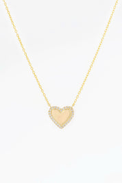 Pavé Diamond Border Engravable Heart Pendant - PBD Necklaces