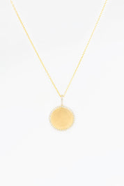 Pavé Diamond Border Engravable Round Pendant Necklaces Princess Bride Diamonds 