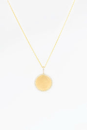 Pavé Diamond Border Engravable Round Pendant - PBD Necklaces