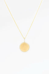 Pavé Diamond Border Engravable Round Pendant