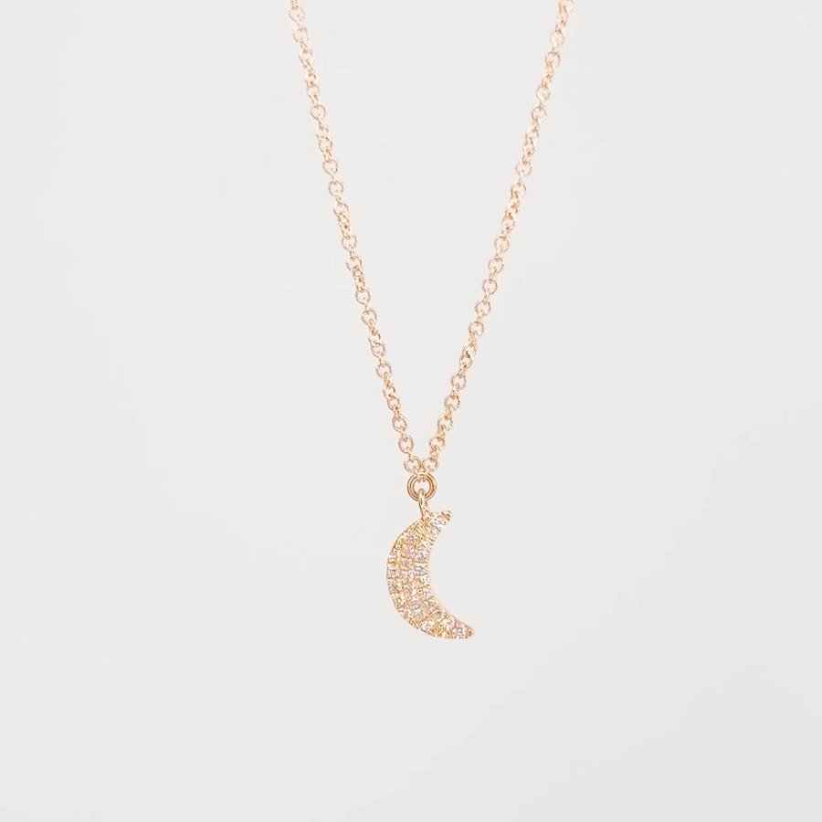 Pavé Diamond Moon Necklace Rose Gold Necklaces Princess Bride Diamonds 