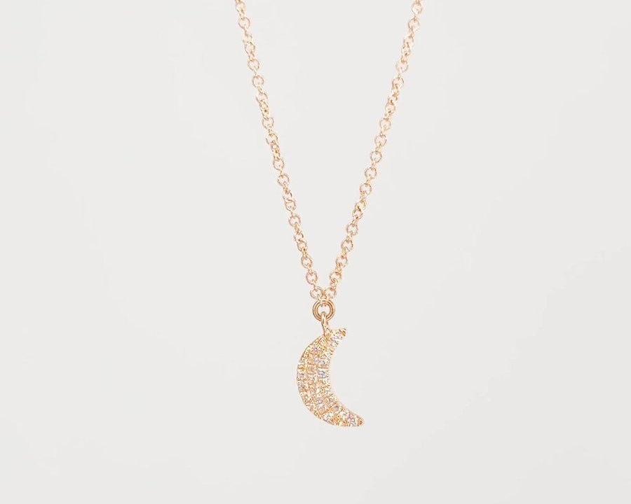 Pavé Diamond Moon Necklace Rose Gold Necklaces Princess Bride Diamonds 