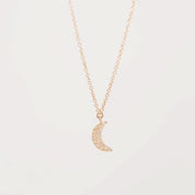 Pavé Diamond Moon Necklace Rose Gold - PBD Necklaces
