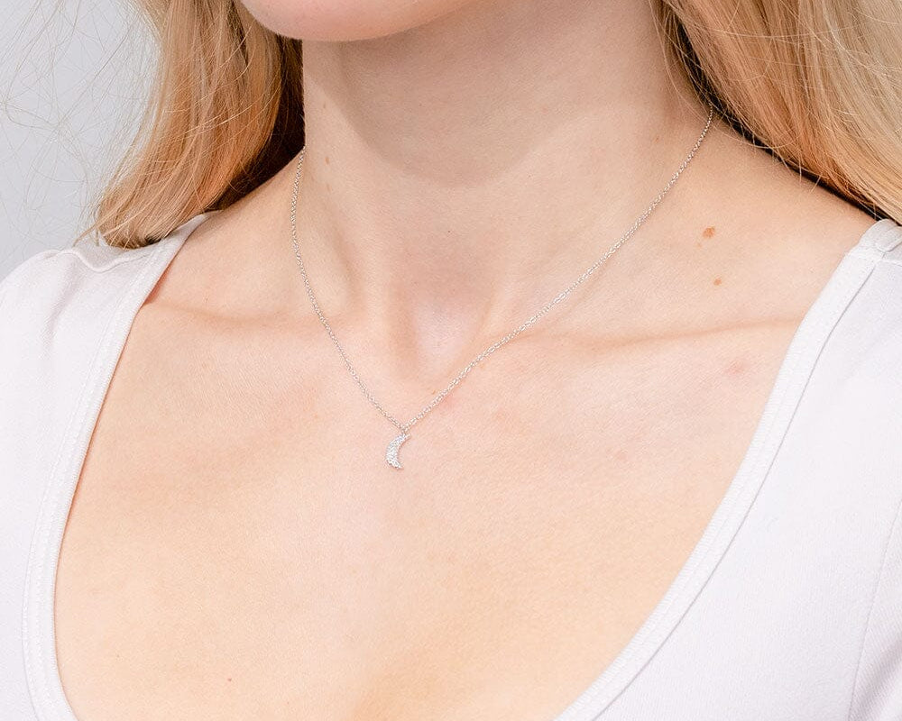 Pavé Diamond Moon Necklace White Gold Necklaces Princess Bride Diamonds 
