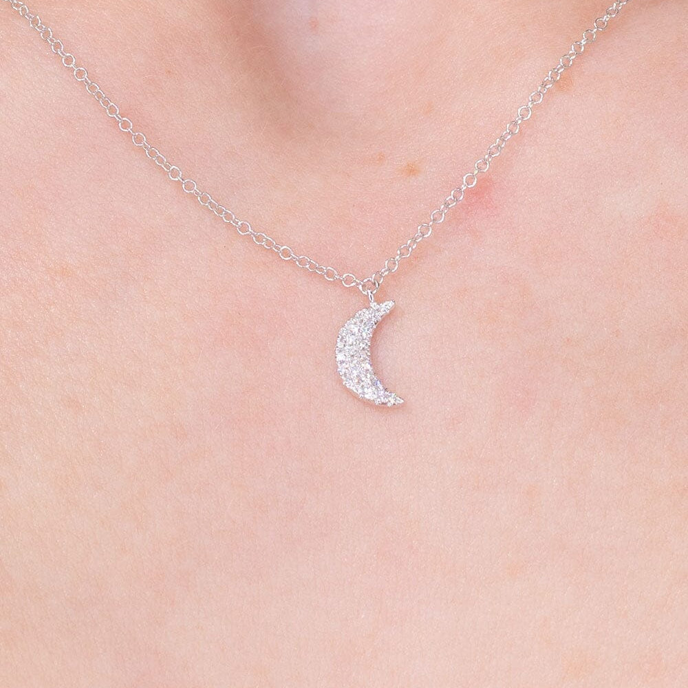 Pavé Diamond Moon Necklace White Gold Necklaces Princess Bride Diamonds 