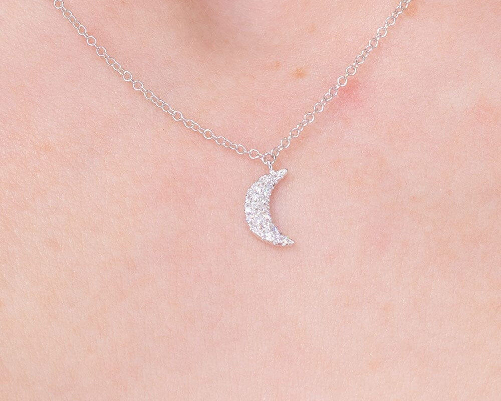 Pavé Diamond Moon Necklace White Gold Necklaces Princess Bride Diamonds 