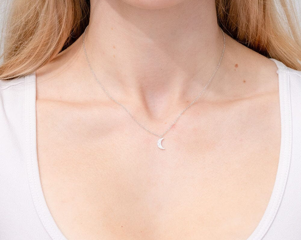 Pavé Diamond Moon Necklace White Gold Necklaces Princess Bride Diamonds 