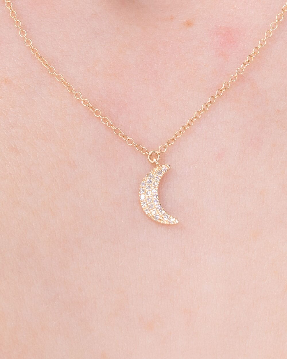 Pavé Diamond Moon Necklace Yellow Gold Necklaces Princess Bride Diamonds 