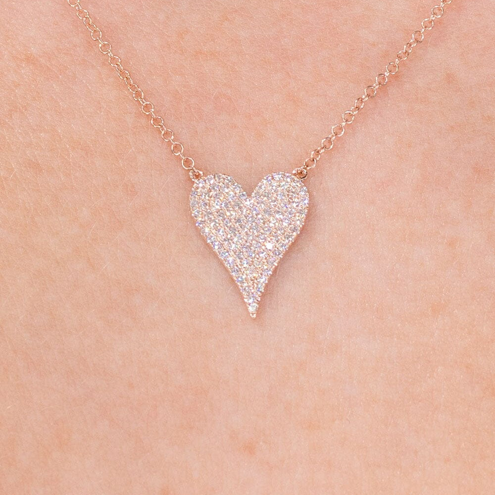 Pavé Heart Necklace Rose Gold Necklaces Princess Bride Diamonds 