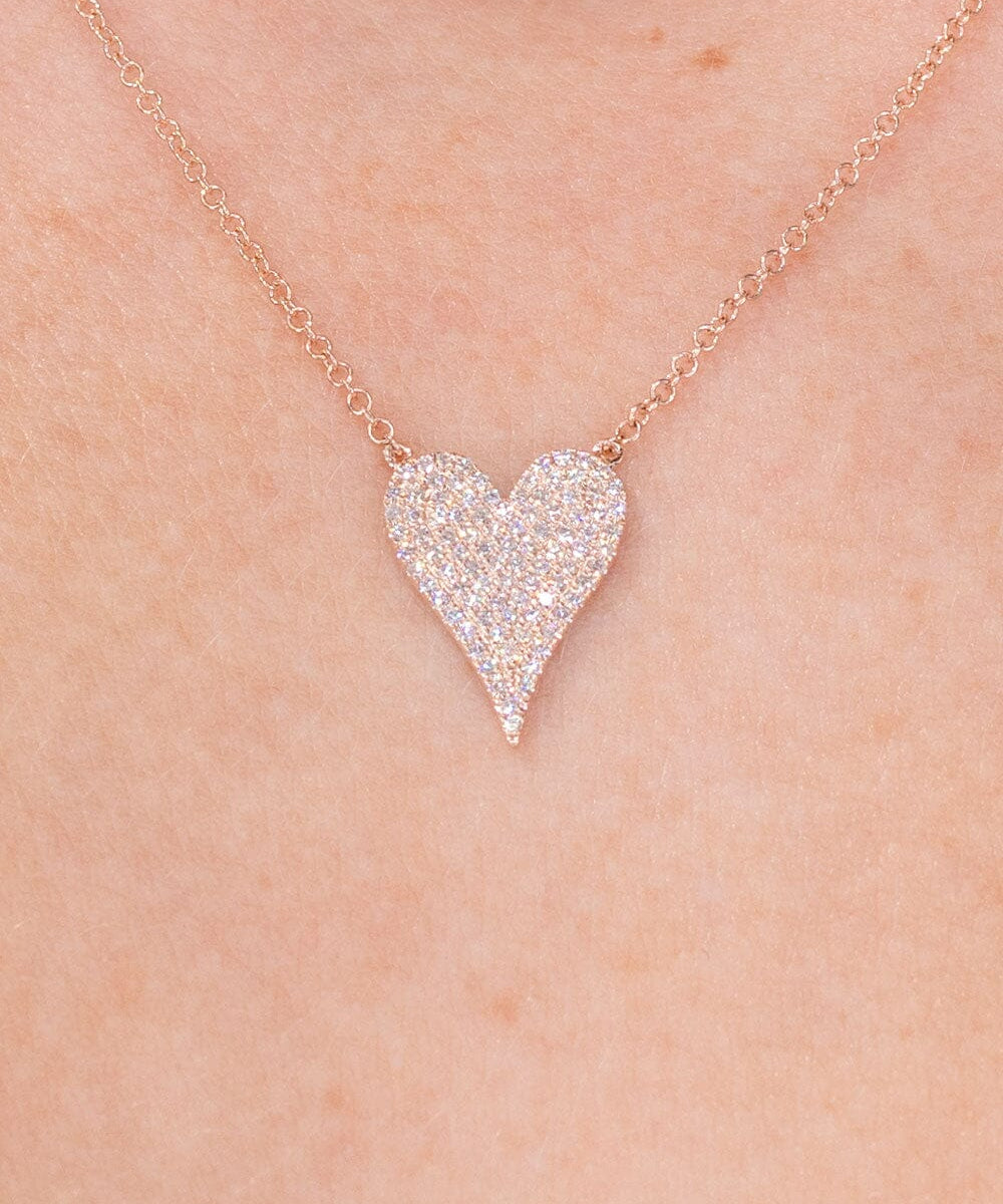 Pavé Heart Necklace Rose Gold Necklaces Princess Bride Diamonds 