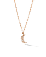 Pavé Diamond Moon Necklace Rose Gold