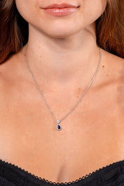Pear Blue Sapphire & Diamond Necklace - PBD Necklaces