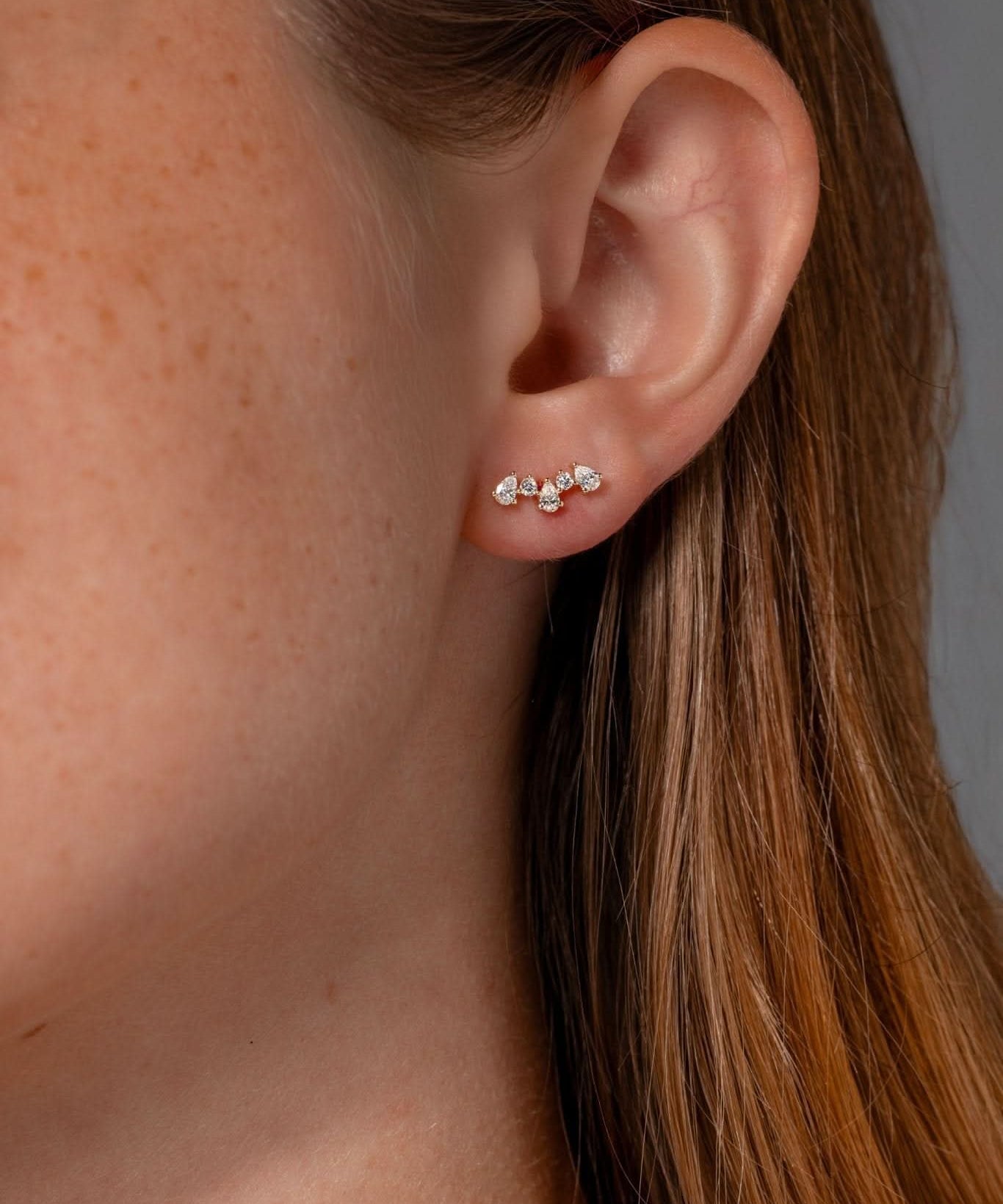 Pear Diamond Climber Earrings - PBD Earrings