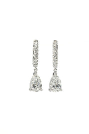 Pear Diamond Drop Hoops White Gold - PBD Earrings
