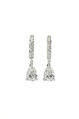 Pear Diamond Drop Hoops White Gold