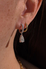Pear Diamond Drop Hoops White Gold - PBD Earrings