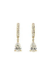 Pear Diamond Drop Hoops Yellow Gold - PBD Earrings