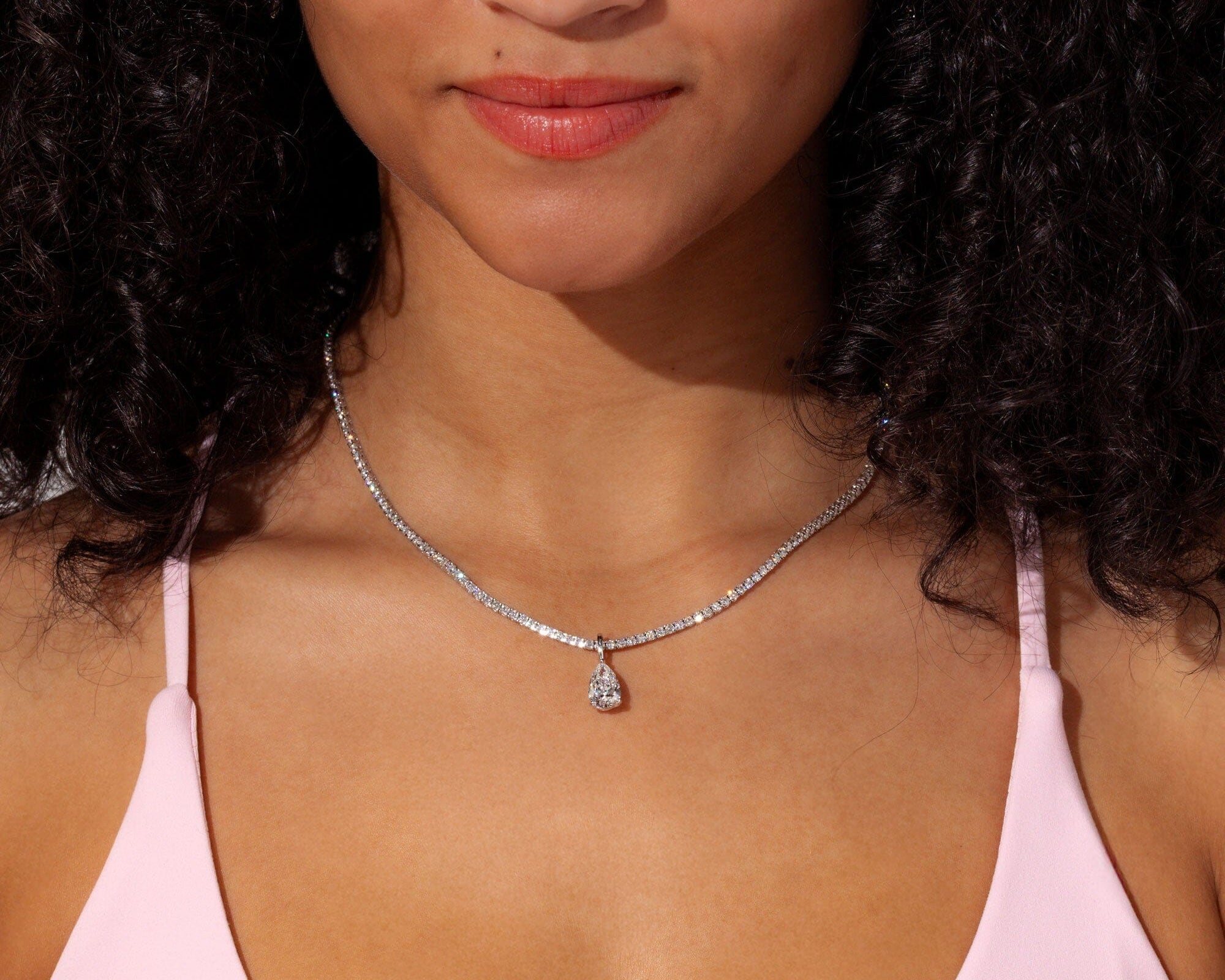 Pear Lab Diamond Tennis Necklace Necklaces Princess Bride Diamonds 