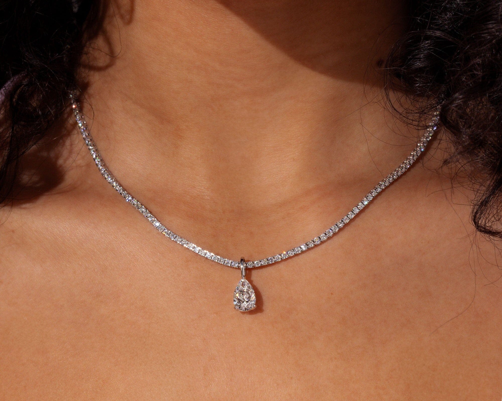 Pear Lab Diamond Tennis Necklace Necklaces Princess Bride Diamonds 