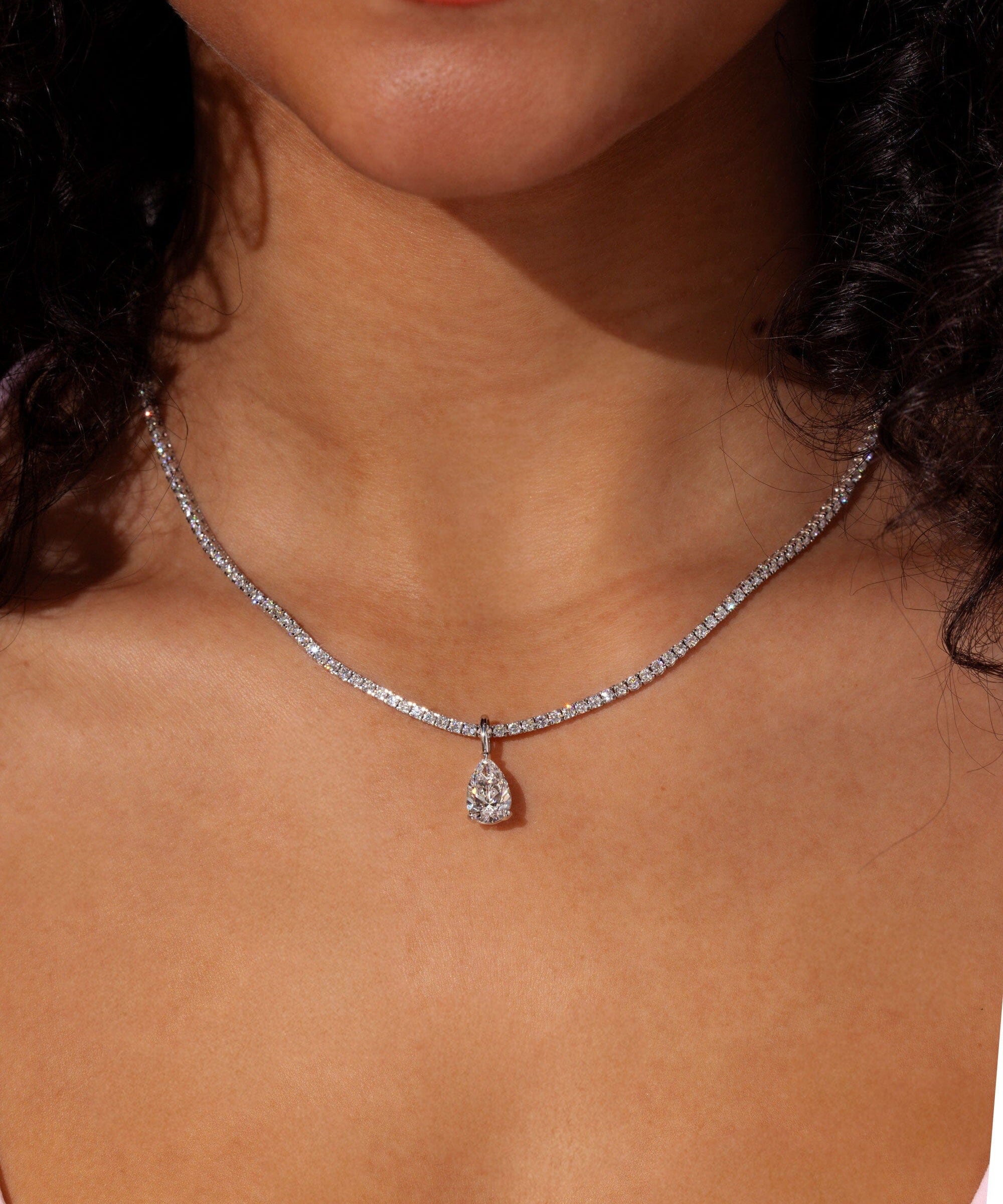 Pear Lab Diamond Tennis Necklace Necklaces Princess Bride Diamonds 