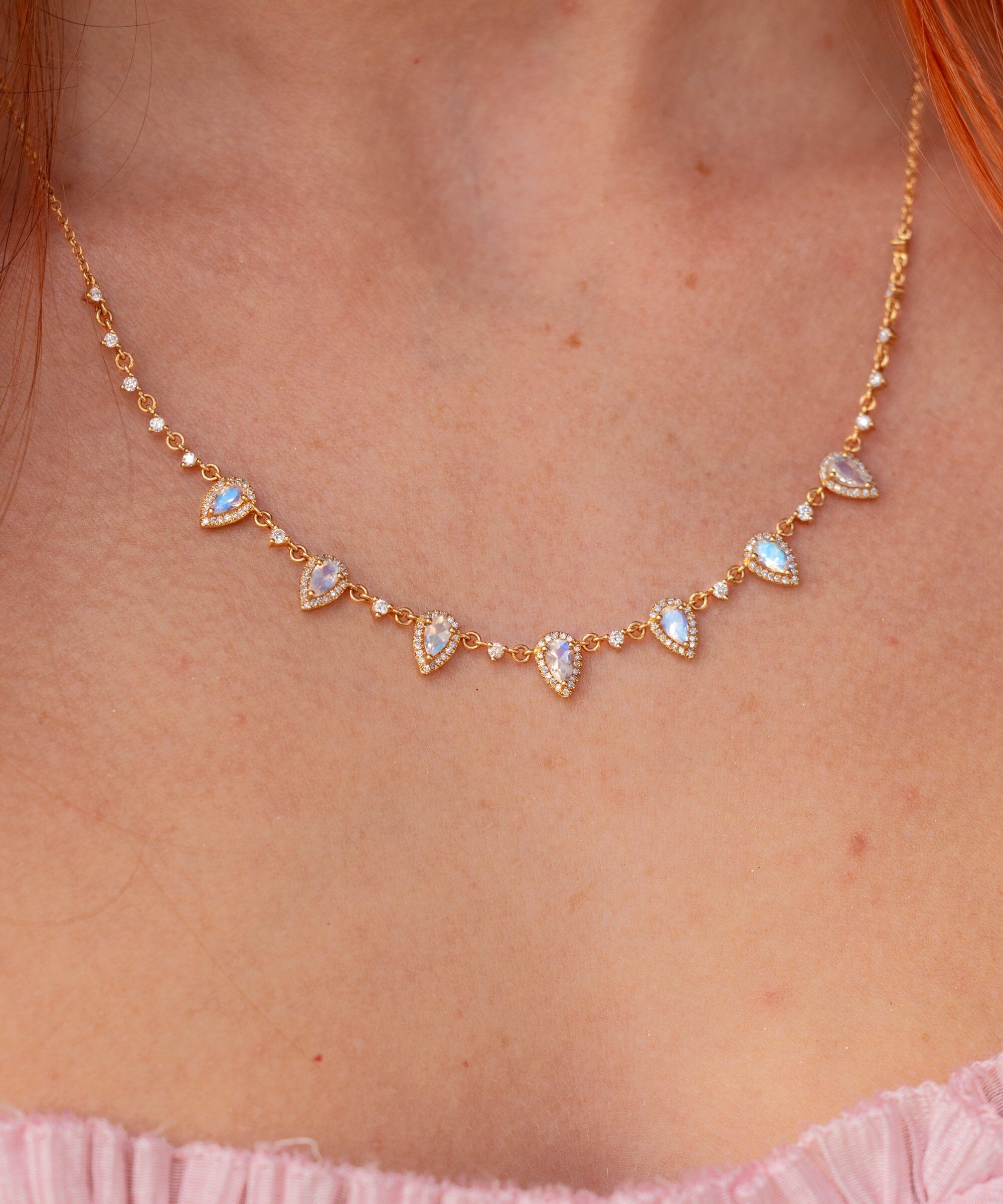 Pear Moonstone Diamond Drip Necklace Necklaces Princess Bride Diamonds 