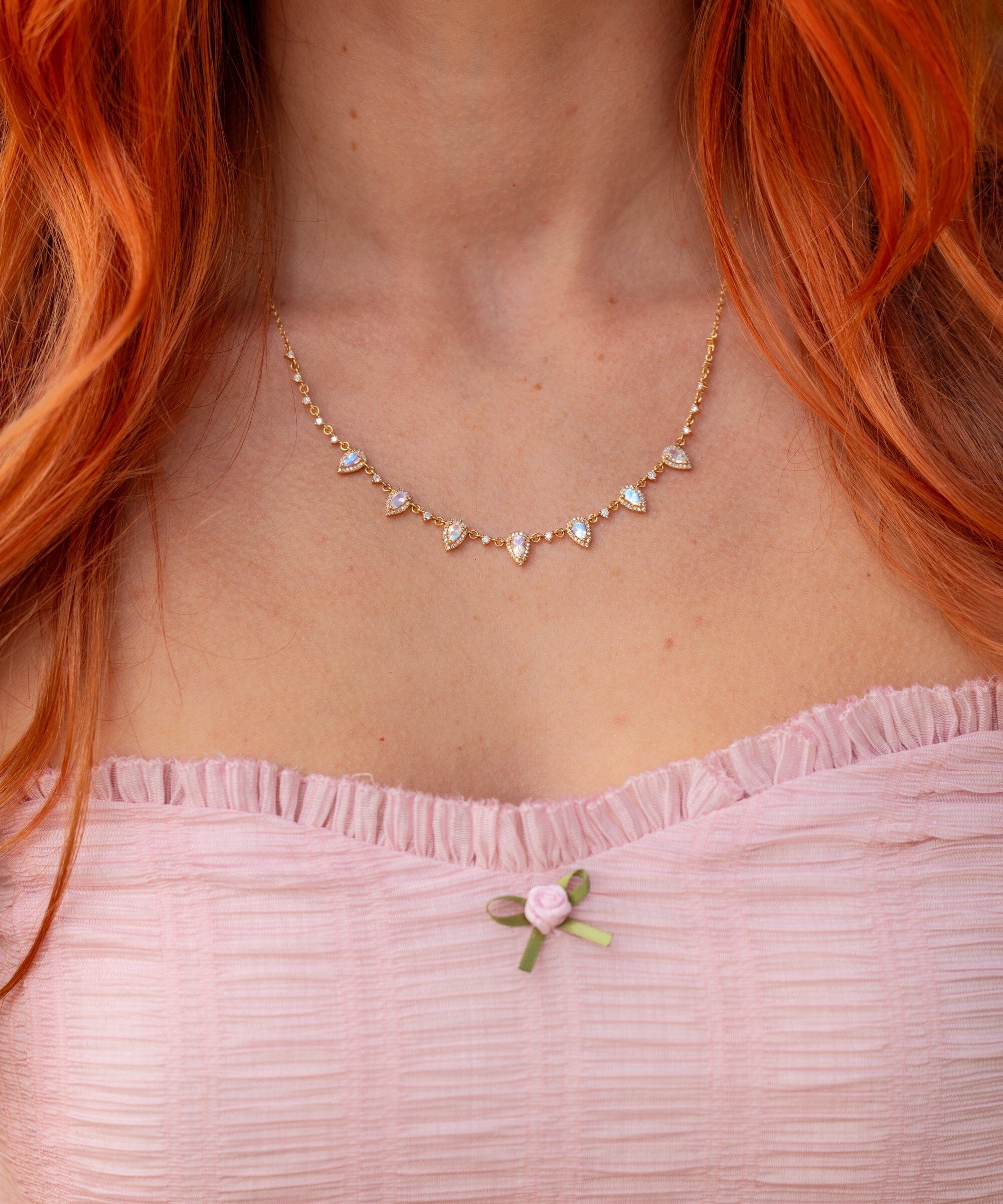Pear Moonstone Diamond Drip Necklace Necklaces Princess Bride Diamonds 