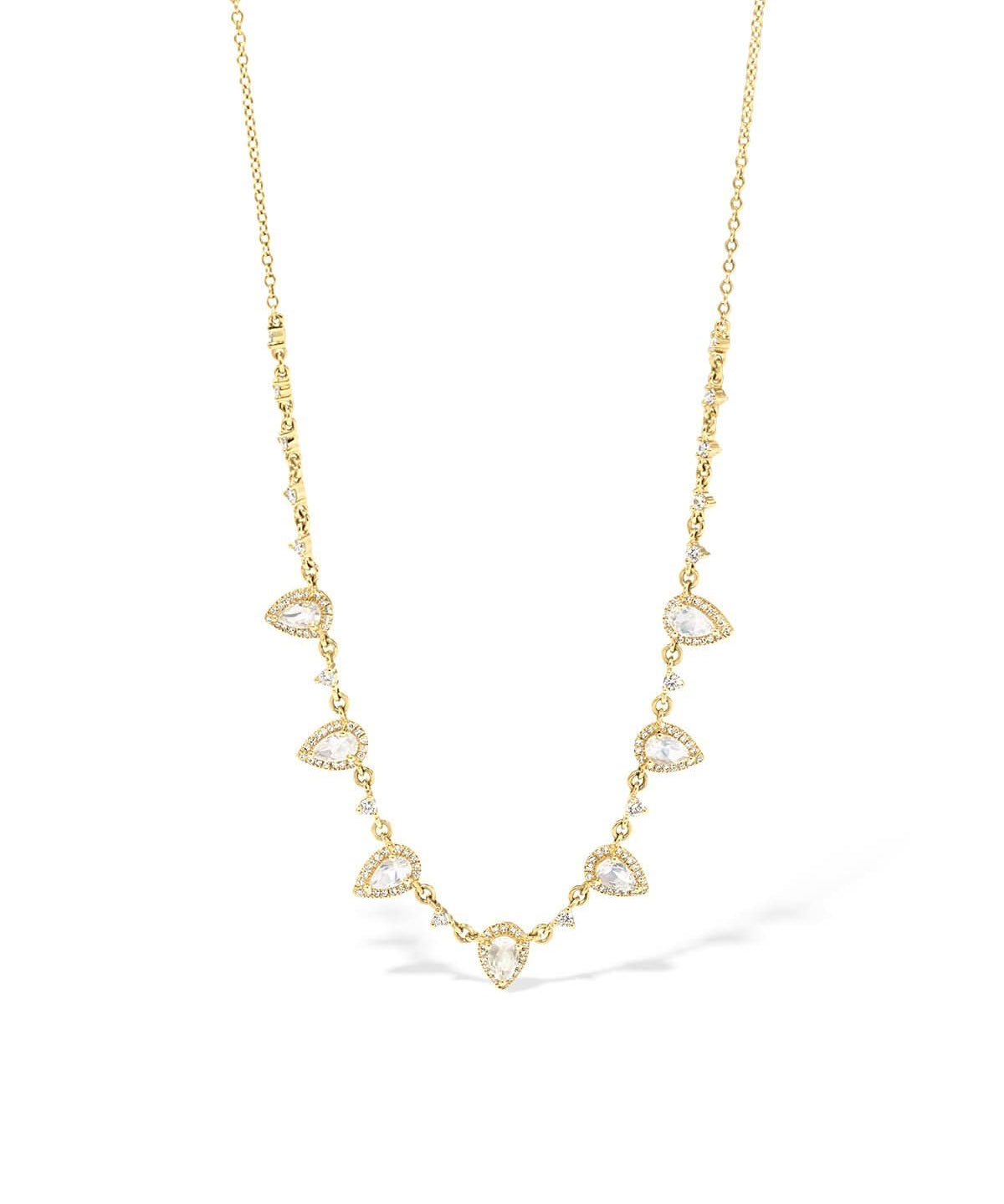 Pear Moonstone Diamond Drip Necklace - PBD Necklaces