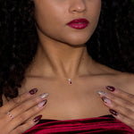 Pear Ruby Diamond Halo Drop Necklace 14k Yellow Gold Necklaces Princess Bride Diamonds 