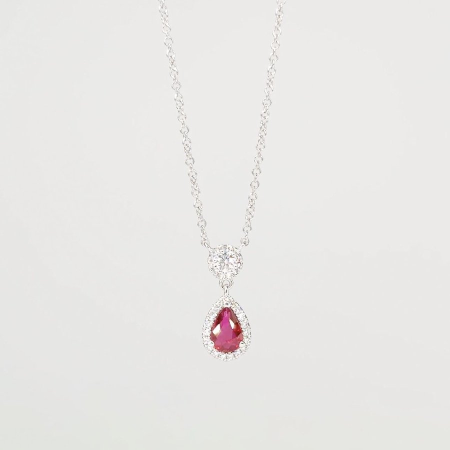 Pear Ruby Diamond Halo Drop Necklace Necklaces Princess Bride Diamonds 