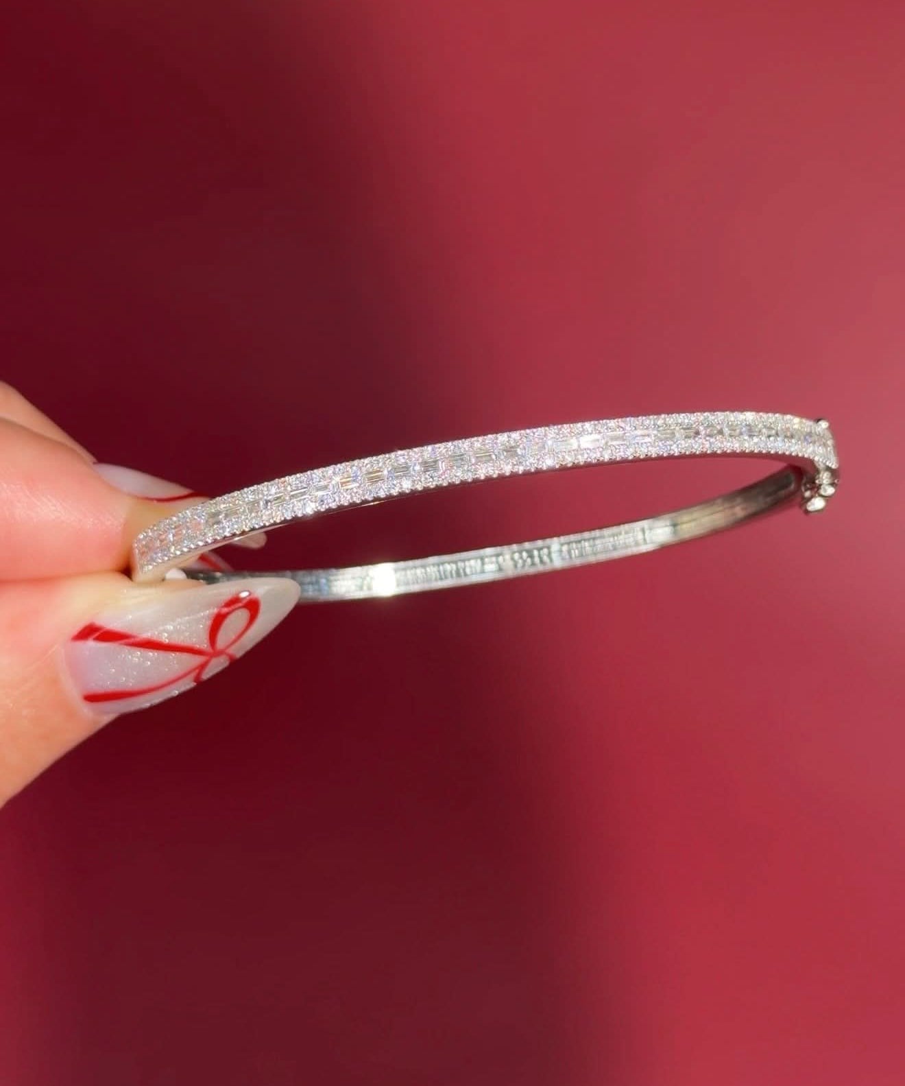 Petite East West Baguette Bangle White Gold - PBD Bracelets