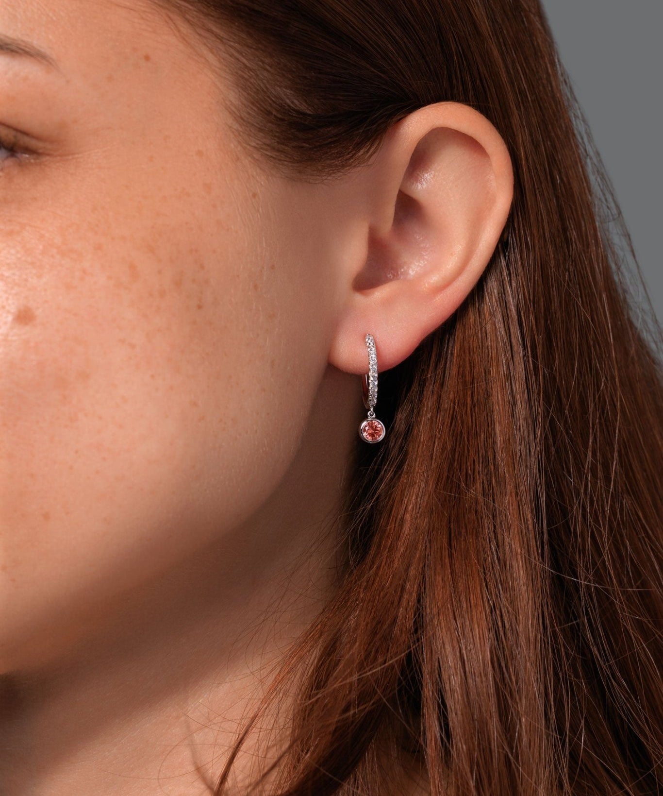 Pink Lab Diamond Dangle Hoops - PBD Earrings